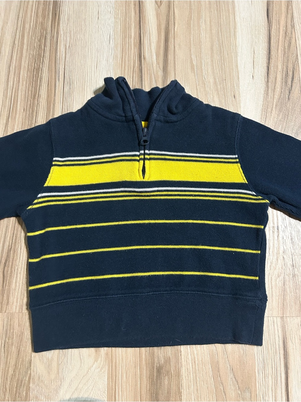 Old Navy Navy and Yellow Striped Zip Cardigan